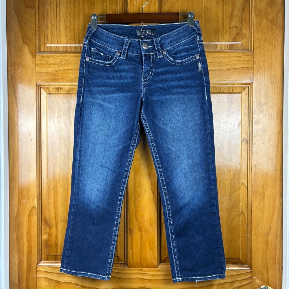 Silver Jeans Co Suki Mid Capri Dark Wash Denim Jeans Womens 28 Y2K Western Boho